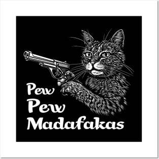 Pew Pew Madafakas, funny vintage cat Posters and Art